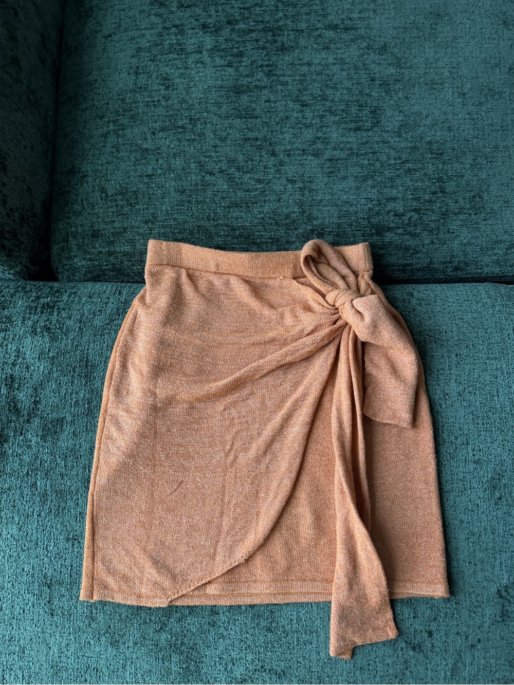 Self-tie Knot-Detail Mini Skirt in Orange